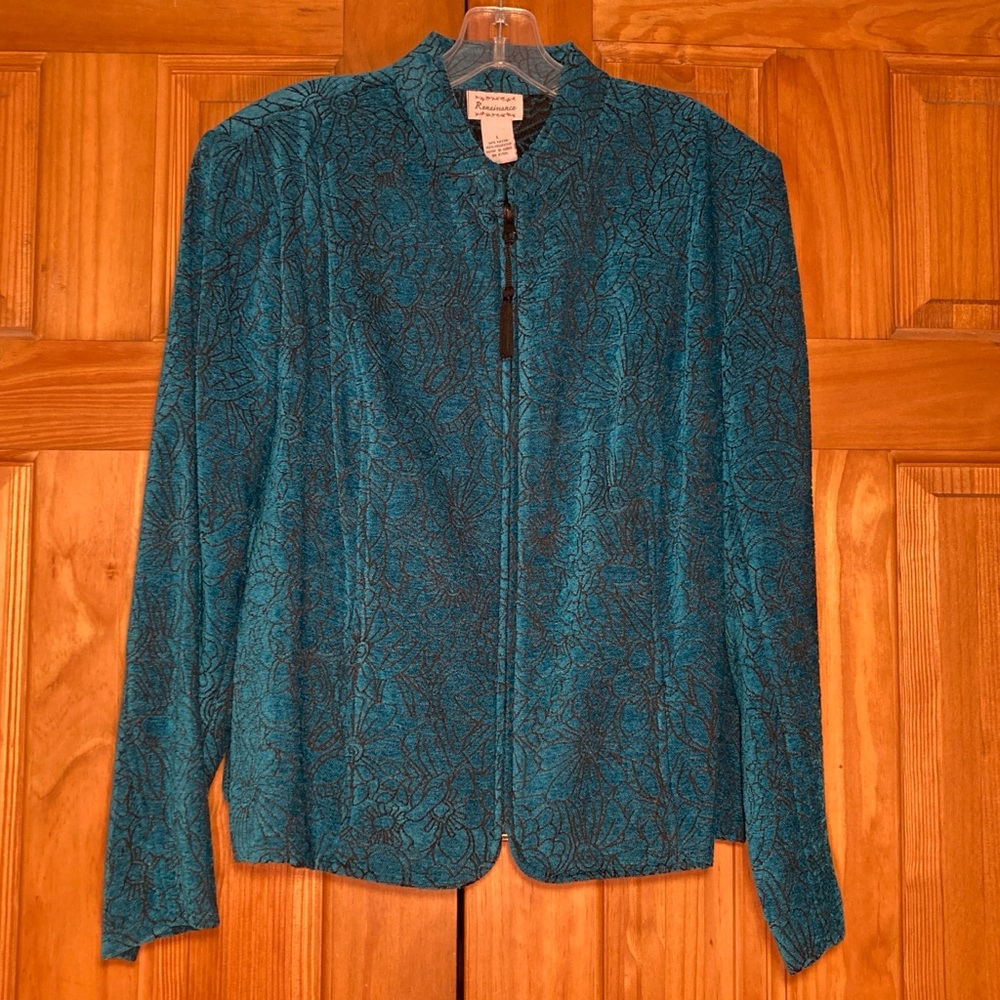 NWOT Renaissance Vintage 90s Top Jacket Blazer Long Sleeve Blue Black Size L